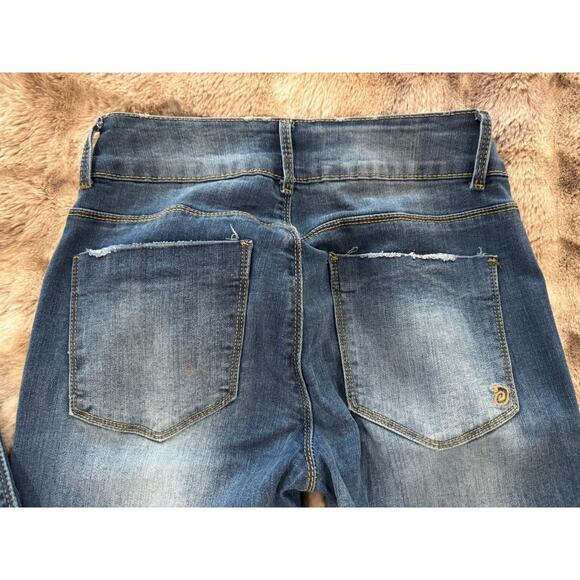 Indigo Rein Distressed Cuffed Slim Leg Denim Jeans Ankle Size 7 - Picture 9 of 9